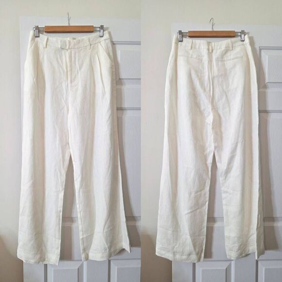 Electric Rose White Linen Trousers M NWOT - Picture 1 of 8